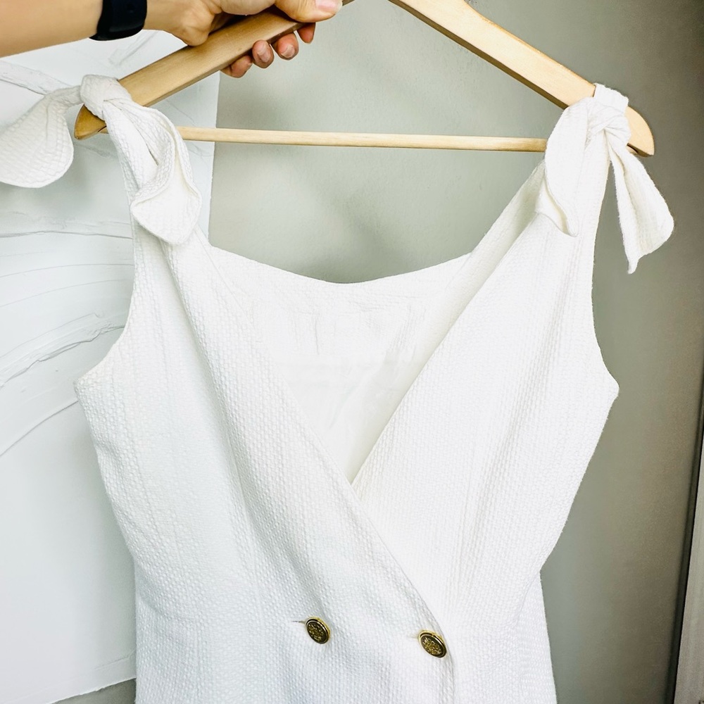 White Sleeveless Bow Mini Dress - Picture 9 of 15